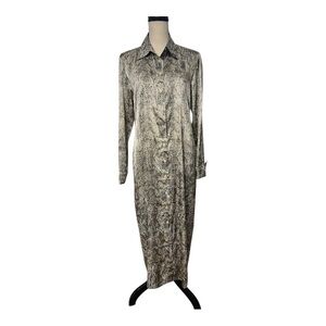Vintage R2R Black and Tan Snake Print Long Sleeve Dress Size 10